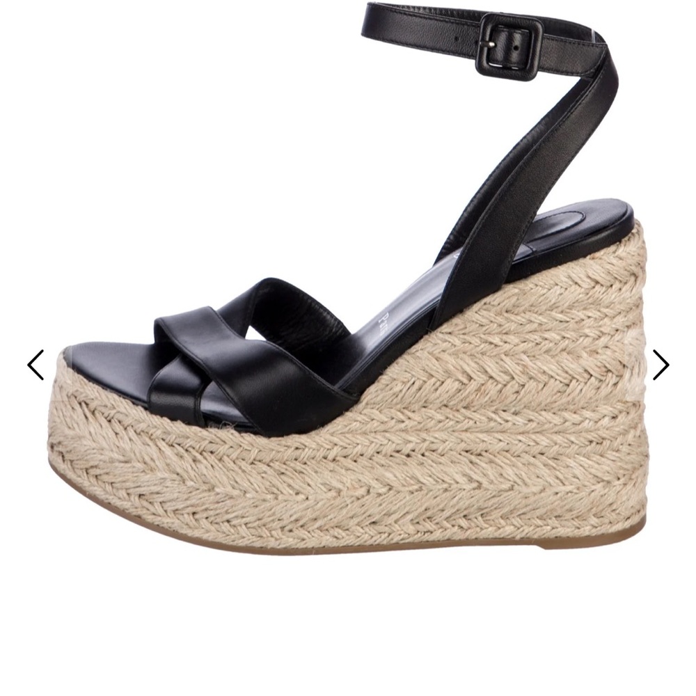 Christian Louboutin Black and Tan Wedge Sandals